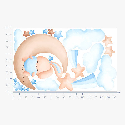 Muur stickers 100x165 Wolkenkonijn op een pastelmaan