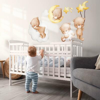 Muur stickers 100x158 Schattige teddyberen in de wolken en sterren