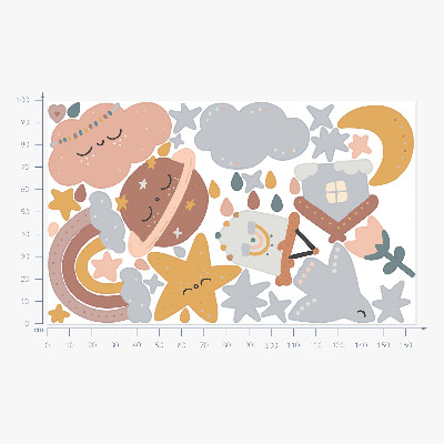 Muur stickers 100x165 Boho in pasteltinten van lucht en ruimte