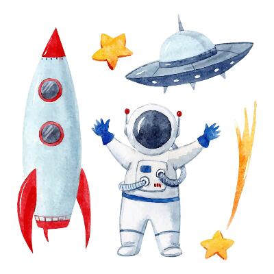 Muur stickers 100x170 Kosmische aquarellen in pasteltinten