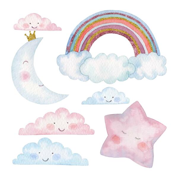 Muur stickers 100x137 Pastelkleurige magische lucht in aquarelstijl