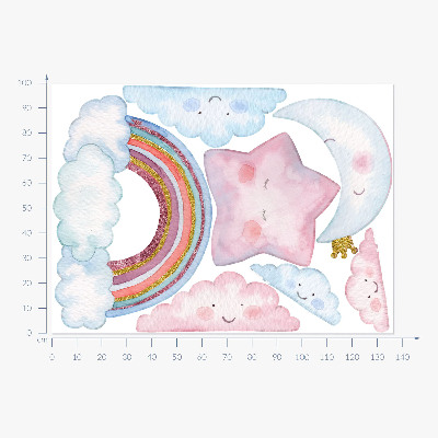Muur stickers 100x137 Pastelkleurige magische lucht in aquarelstijl