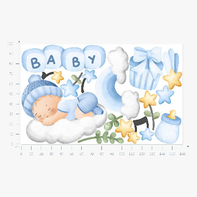 Muur stickers 100x161 Pastelkleurige aquareldecoraties voor een jongen