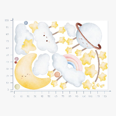 Muur stickers 100x135 Lucht en ruimte in boho-pastelkleuren