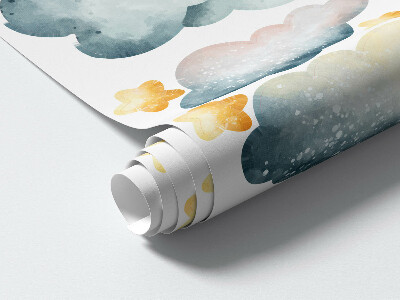 Muur stickers 100x148 Nachtwolken met lachende dieren aquarel