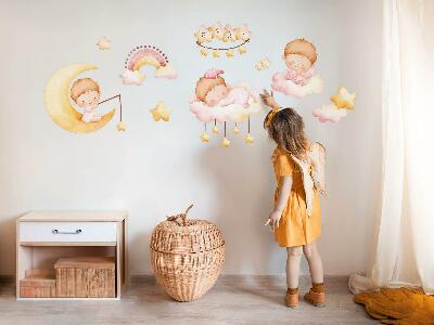 Muur stickers 100x133 Lieve kleine baby's in de wolken