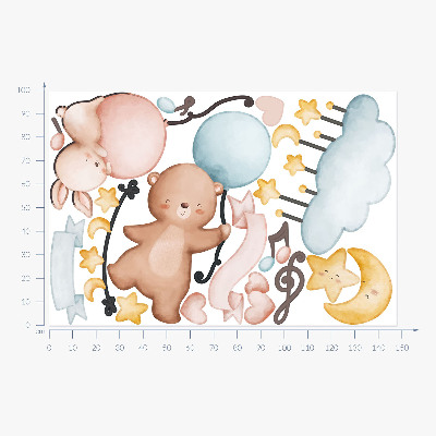 Muur stickers 100x148 Ballondieren in een pastelkleurige lucht