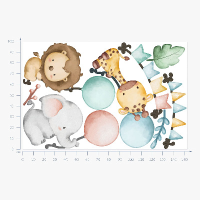 Muur stickers 100x153 Pastelkleurige schattige boho ballondieren