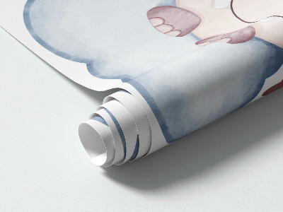 Muur stickers 100x136 Schattige dieren in pastelwolken