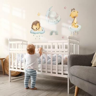 Muur stickers 100x152 Schattige dieren in pastelhemel