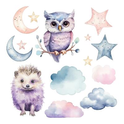 Muur stickers 100x132 Dieren in de pastelmagie van de nachtelijke hemel