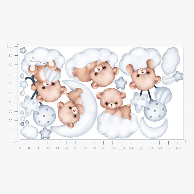Muur stickers 100x176 Schattige teddyberen in wolken in pasteltinten