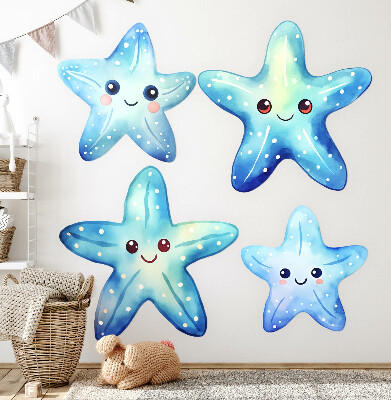 Muur stickers 100x106 Blauwe zeester in aquarelstijl