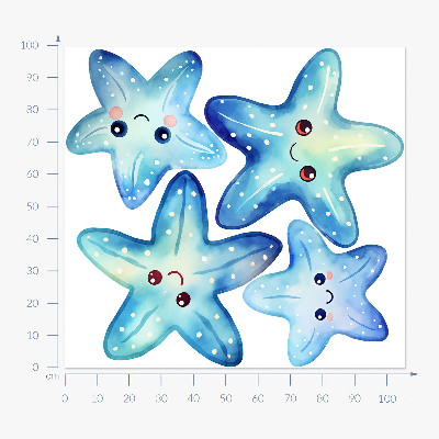 Muur stickers 100x106 Blauwe zeester in aquarelstijl