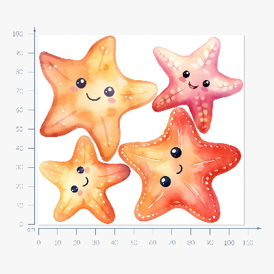 Muur stickers 100x108 Vrolijke pastelkleurige zeester in aquarelstijl