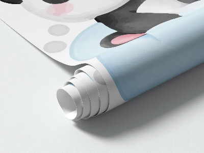 Muur stickers 100x141 Schattige panda's in een pastelkleurige aquarellucht