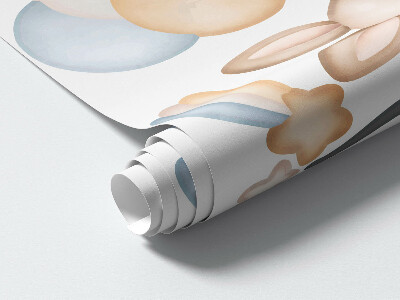 Muur stickers 100x88 Konijntjes met ballonnen in de nachtelijke hemel aquarel