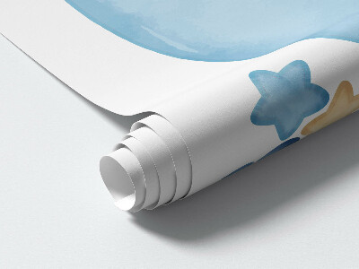 Muur stickers 100x152 Kleine beer in een ballon in de wolken aquarel pastel