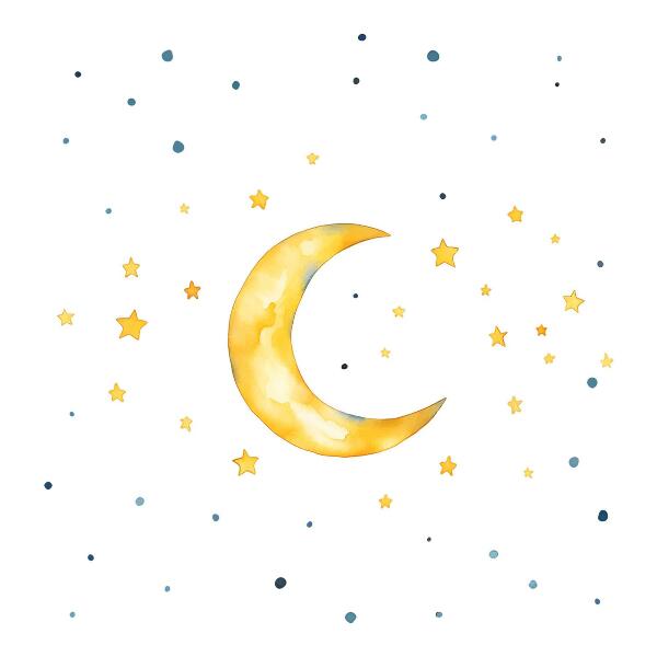 Muur stickers 100x108 Kosmische aquarelhemel met maan en sterren