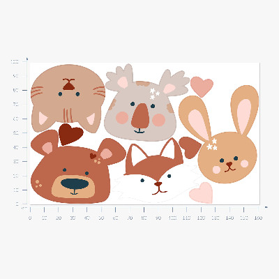 Muur stickers 100x162 Bosdieren in boho pastelharten