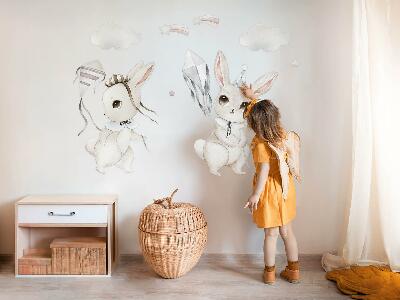 Muur stickers 100x143 Konijntjes met vliegers in pastel boho-stijl