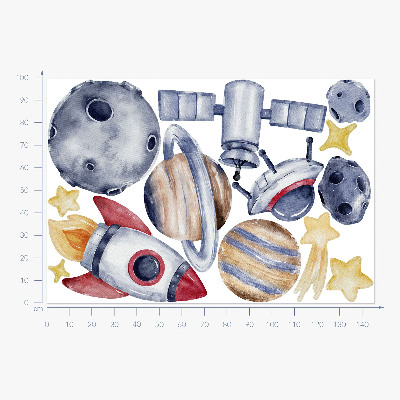 Muur stickers 100x146 Pastelkleurige ruimte met planeten en een raket