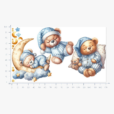 Muur stickers 100x172 Teddyberen in de ruimte aquarel pastel lucht