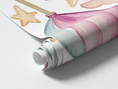 Muur stickers 100x137 Eenhoornkasteel in pastel aquarelstijl