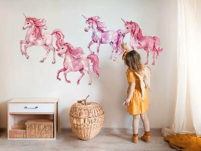 Muur stickers 100x145 Pastel aquarel paarden en eenhoorns