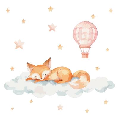 Muur stickers 100x156 Pastelvos in een wolk met sterren en een ballon