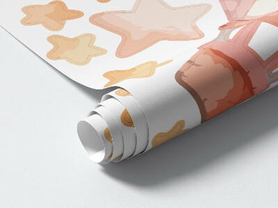 Muur stickers 100x156 Pastelvos in een wolk met sterren en een ballon