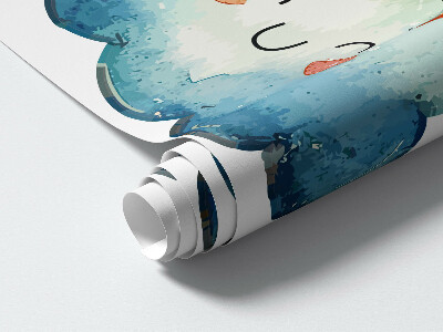 Muur stickers 100x119 Kleurrijke wolken en regenboog aquarellucht