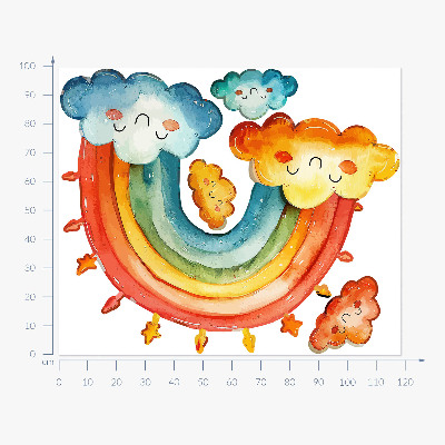 Muur stickers 100x119 Kleurrijke wolken en regenboog aquarellucht