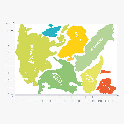 Muur stickers 100x145 Pastelkleurige kaart van continenten, grafische illustratie