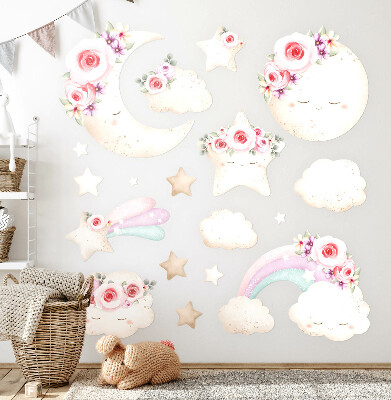 Muur stickers 100x138 Bloemenlucht in een aquarel boho-stijl