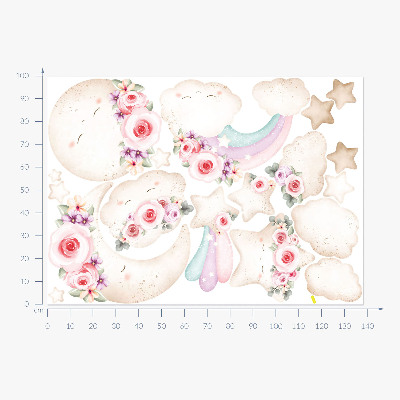 Muur stickers 100x138 Bloemenlucht in een aquarel boho-stijl