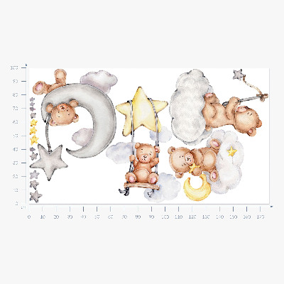 Muur stickers 100x177 Teddyberen in een pastelkleurige lucht aquarel