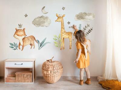 Muur stickers 100x165 Planten en safari in pasteltinten