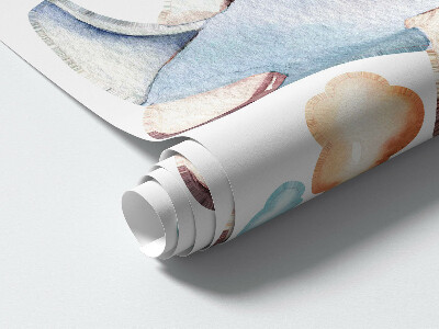 Muur stickers 100x154 Teddybeer, olifant en jongen in pastelkleurige vliegtuigjes