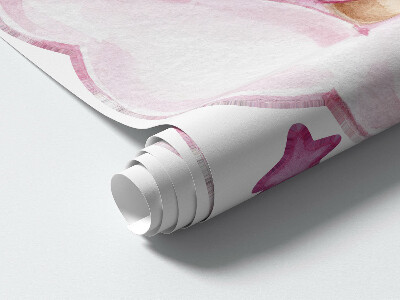 Muur stickers 100x145 Schattige teddyberen op wolken in aquarelpastels