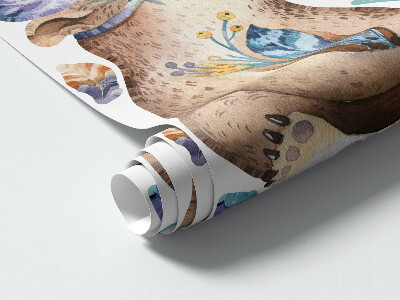 Muur stickers 100x120 Bosdieren in pastelkleuren in boho-stijl