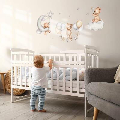 Muur stickers 100x146 Pastelkleurige teddyberen en ballonnen in aquarelstijl