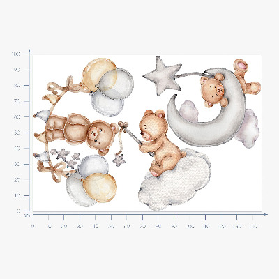 Muur stickers 100x146 Pastelkleurige teddyberen en ballonnen in aquarelstijl