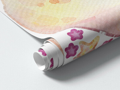 Muur stickers 100x142 Teddyberen in de lucht in pastel aquarel