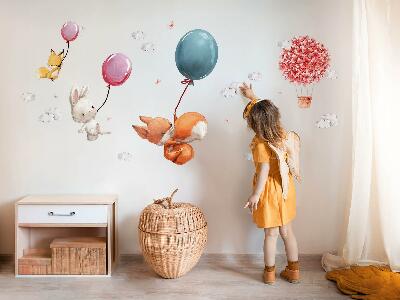 Muur stickers 100x127 Schattige ballondieren in een pastelkleurige lucht