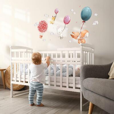 Muur stickers 100x127 Schattige ballondieren in een pastelkleurige lucht