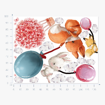 Muur stickers 100x127 Schattige ballondieren in een pastelkleurige lucht