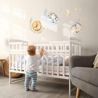 Muur stickers 100x144 Pastelkleurige bosdieren in ruimtewaterkleuren