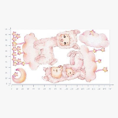 Muur stickers 100x180 Pastelschaapjes op wolken en sterren