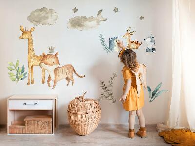 Muur stickers 100x168 Dieren en planten in een delicate, pastelkleurige aquarelstijl